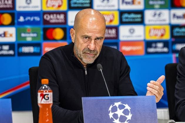 EINDHOVEN , 10-09-2026 , Philips stadium, season 2026 2027 , UEFA Champions League football , match between PSV and Shakhtar Donetsk, picture shows PSV trainer Peter Bosz press conference, PK, Pressekonferenz PSV - Shakhtar Donetsk  x206829740x Copyright: