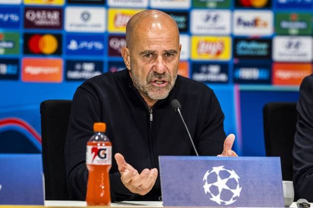 EINDHOVEN , 10-09-2026 , Philips stadium, season 2026 2027 , UEFA Champions League football , match between PSV and Shakhtar Donetsk, picture shows PSV trainer Peter Bosz press conference, PK, Pressekonferenz PSV - Shakhtar Donetsk  x206829761x Copyright:
