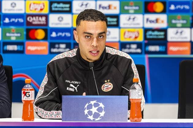 EINDHOVEN , 10-09-2026 , Philips stadium, season 2026 2027 , UEFA Champions League football , match between PSV and Shakhtar Donetsk, picture shows PSV player Serginio Dest press conference, PK, Pressekonferenz PSV - Shakhtar Donetsk  x206829767x Copyright: