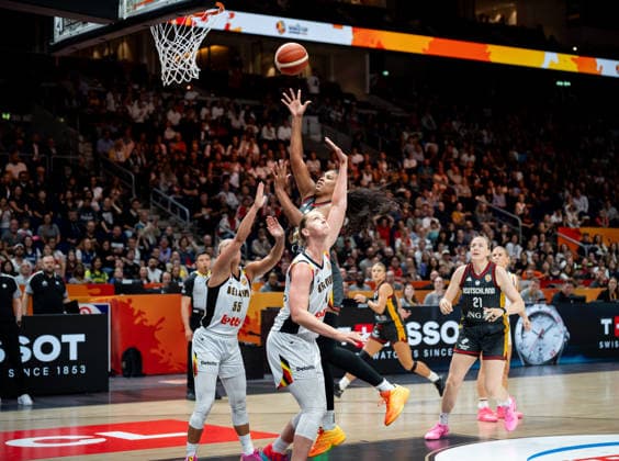 Belgium v Germany: Quarterfinal - FIBA Women s Basketball World Cup Germany 2026 Nyara Sabally and Emma Meesseman play during the FIBA Women s Basketball World Cup 2026 quarter-finals match between Belgium and Germany in Berlin, Germany, on September 10, 2026. Berlin Germany  Copyright: xMarcinxGolbax originalFilename:golba-belgiumv260910_npUm9.jpg