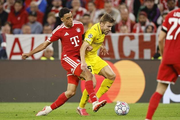 MUNICH - (lr) Jamal Musiala of FC Bayern Munich, Fredrik Andre Bjorkan of Bodo Glimt during the Champions League match between FC Bayern Munich and FK Bodo Glimt on September 10, 2026, at the Allianz Arena in Munich, Germany. BART STOUTJESDIJK ANP UEFA Champions League 2026 27 xVIxANPxSportx xBartxStoutjesdijkxIVx 567938063 originalFilename: 567938063.jpg