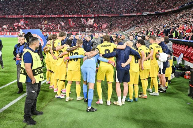 MUNICH, GERMANY; 10. SEPTEMBER: the Starting 11 of Bodo in Munich - the team with stuff before the Champions League Match between FC Bayern Muenchen vs. FK Bodo Glimt at Matchday 1 at Allianz Arena Copyright: xBEAUTIFULxSPORTS Goldbergx