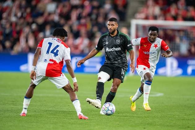Matthieu Udol with the ball during UEFA Champions league match, SK Slavia Praha - RC Lens , 10 september 2026, Fortuna Arena, Praha, Czech republic Copyright: xMICHALxFAJT,ZOSPORTU.SKx MAJ_3712