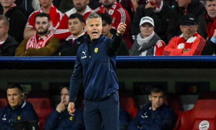 September 10, 2026, xemx, Soccer, UEFA Champions League, FC Bayern Munich vs. FK Bodø Glimt; Head Coach Kjetil Knutsen of FK Bodø Glimt gives instructions, gesturing with his arms, gesticulate, gives instructions, Munich