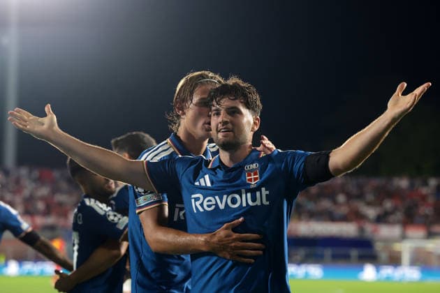 Como 1907 v RB Leipzig - UEFA Champions League - Season 2026-2027 Como, Italy, 10th September 2026. Martin Baturina of Como 1907 celebrates with team mate Nico Paz after scoring to give the side a 1-0 lead during the Como 1907 vs RB Leipzig UEFA Champions League, group phase match at Stadio Giuseppe Sinigaglia, Como. Picture credit should read: Jonathan Moscrop Como Stadio Giuseppe Sinigaglia Italy