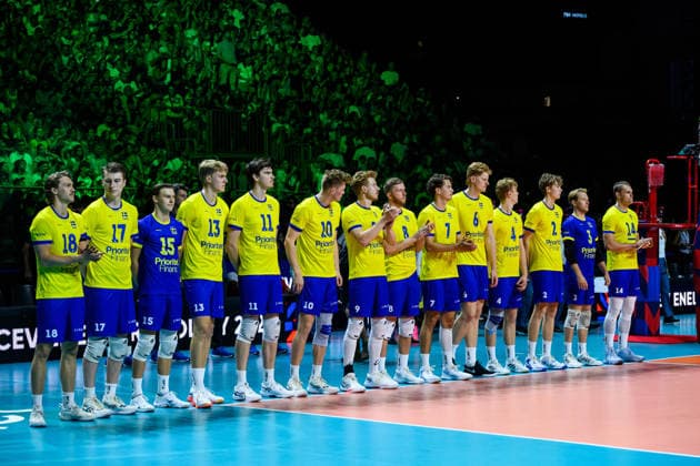 260910 Swedish players ahead of the CEV EuroVolley 2026 group stage volleyball match between Italy and Sweden on September 10, 2026 in Naples. Photo by Domenico Cippitelli, BILDBYRAN COP 18 XY0128 volleyball volleyball volleyball European Championships Italy Sweden CEV EuroVolley 2026 Italy Sweden bbeng European Championships  Copyright: DomenicoxCippitelli BB260910BB692