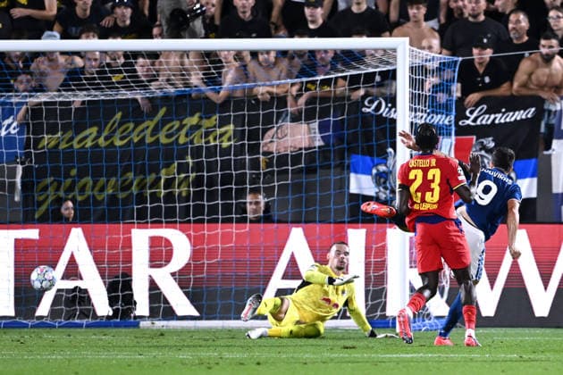 Db Como 10 04 2026 - Champions League Como-Lipsia foto Daniele Buffa Image nella foto: gol Anastasios Douvikas 