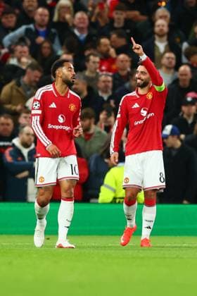 Bruno Fernandes of Manchester United, ManU scores to make it 2-0 and celebrates Manchester United v Sabah, UEFA Champions League, Football, Old Trafford, UK - 10 Sep 2026Manchester Old Trafford United Kingdom  Copyright: xPaulxCurrie Shutterstockx 17144908ay