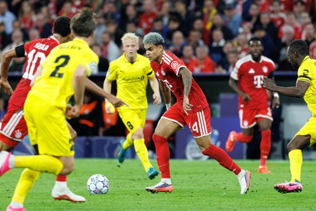 Luis Diaz 14, FC Bayern Munich in the match between FC Bayern Munich and FK Bodo Glimt, soccer, men s, UEFA Champions League, 2026–2027, Matchday 1 on September 10, 2026, in Munich, Allianz Arena, Bavaria, Germany