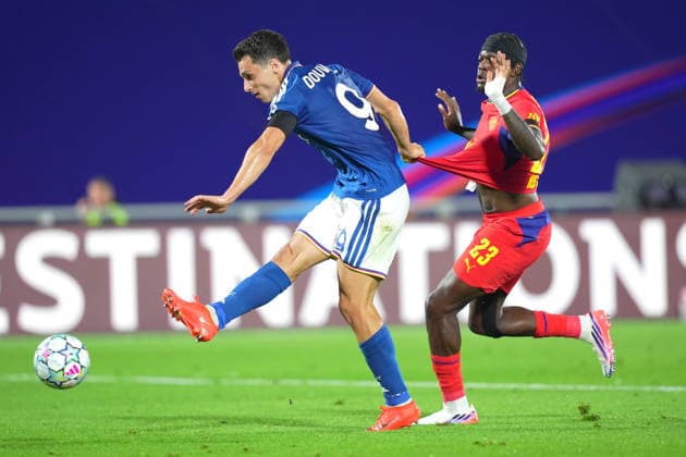 Como™s Tasos Douvikas scores goal 2-0 during the UEFA Champions League football match between Como and RB Leipzig - Champions League 2026 2027 - Giuseppe Sinigallia in Como , north Italy - Thursday , September 10 , 2026. - Soccer  Copyright: xSpada LaPressex