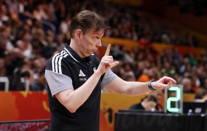 National Team Coach Olaf Lange gives instructions; Upper Body Drill; Basketball; FIBA World Cup; Women s World Championship; 2026-2027 Season; October 9, 2026; Belgium (BEL) vs. DBB Germany (GER)