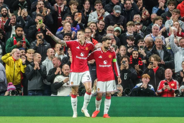 UEFA Champions League Matchday 1 of 8 Manchester United, ManU v Sabah FK Benjamin Sesko of Manchester United celebrates his goal to make it 3-0 during the UEFA Champions League Matchday 1 of 8 match Manchester United vs Sabah FK at Old Trafford, Manchester, United Kingdom on 10 September 2026 (Photo by Mark Cosgrove News Images) Manchester Old Trafford Greater Manchester United Kingdom Copyright: xMarkxCosgrove NewsxImagesx