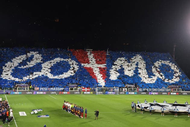 Como 1907 v RB Leipzig - UEFA Champions League - Season 2026-2027 Como, Italy, 10th September 2026. A general view of the Como 1907 fans™ choreography prior to the Como 1907 vs RB Leipzig UEFA Champions League, group phase match at Stadio Giuseppe Sinigaglia, Como. Picture credit should read: Jonathan Moscrop Como Stadio Giuseppe Sinigaglia Italy