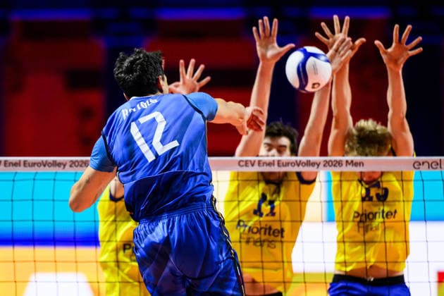 September 10, 2026: Mattia Bottolo of Italy during the CEV EuroVolley 2026 group stage volleyball match between Italy and Sweden on September 10, 2026 in Naples. Photo by Domenico Cippitelli, BILDBYRAN COP 18 XY0128 volleyball volleyball volleyball European Championship Italy Sweden CEV EuroVolley 2026 Italy Sweden bbeng European Championship  Copyright: DomenicoxCippitelli BB260910BB720