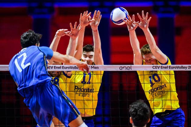 September 10, 2026: Patrik Johansson and Hampus Ekstrand of Sweden during the CEV EuroVolley 2026 group stage volleyball match between Italy and Sweden on September 10, 2026 in Naples. Photo by Domenico Cippitelli, BILDBYRAN COP 18 XY0128 volleyball volleyball volleyball European Championship Italy Sweden CEV EuroVolley 2026 Italy Sweden bbeng European Championship  Copyright: DomenicoxCippitelli BB260910BB721