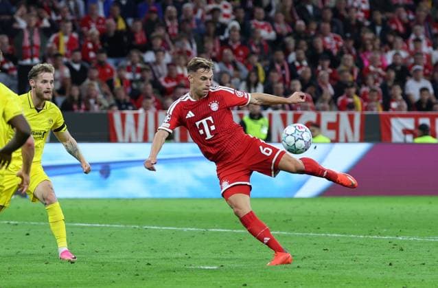 September 10, 2026, GER, Soccer, Men s, UEFA Champions League, Group Stage, 2026–2027 Season, Matchday 1, FC Bayern Munich vs. FK Bodø Glimt, Joshua Kimmich, FC Bayern Munich 06, taking a shot, shot on goal, Munich, Allianz Arena, Bayern, Germany Copyright: xNordphoto Schneiderx