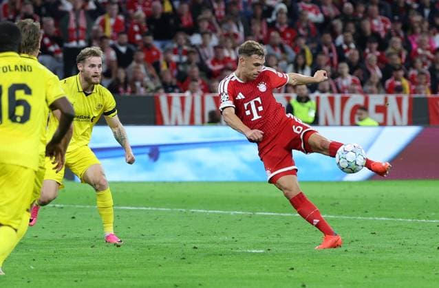 September 10, 2026, GER, Soccer, Men s, UEFA Champions League, Group Stage, 2026–2027 Season, Matchday 1, FC Bayern Munich vs. FK Bodø Glimt, Joshua Kimmich, FC Bayern Munich 06, taking a shot, shot on goal, Munich, Allianz Arena, Bayern, Germany Copyright: xNordphoto Schneiderx