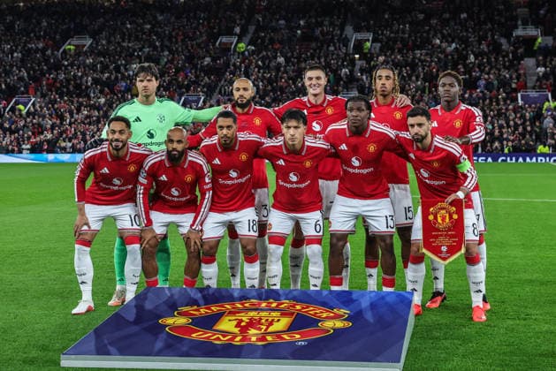 Manchester United, ManU v Sabah FC - UEFA Champions League 2026 27 League Phase MD1 Manchester United players pose for a team photo before the UEFA Champions League Matchday 1 of 8 match against Sabah FK at Old Trafford in Manchester, United Kingdom, on September 10, 2026. Manchester Greater Manchester United Kingdom  Copyright: xNewsxImagesx originalFilename:cosgrove-uefacham260910_npJ89.jpg