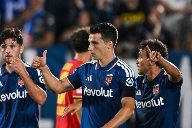 Como™s Tasos Douvikas celebrating after a goal during the UEFA Champions League stage match Phase MD1 between Calcio Como and RB Leipzig at the Giuseppe Sinigaglia stadium in Como, north Italy -September 10, 2026 - Soccer.  Copyright: xTizianoxBallabio LaPressex