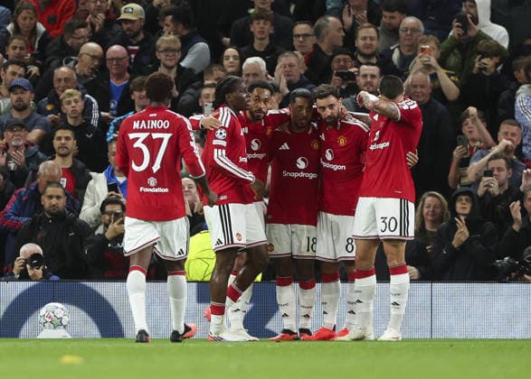 Manchester United, ManU v Sabah, UEFA Champions League, League Stage 10.09.26 Manchester United v Sabah, UEFA Champions League, League Stage Bradley Ormesher The Times Bruno Fernandez of Manchester United celebrates scoring his teams 2nd goal  Copyright: xBradleyxOrmesherx NINTCHDBPICT001107201451