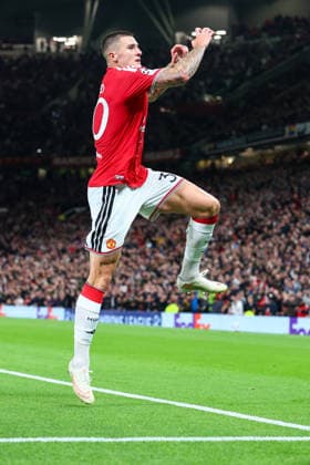 RECORD DATE NOT STATED 10th September 2026; Old Trafford, Manchester, England; UEFA Champions League Football, Manchester United, ManU versus Sabah; Benjamin Sesko of Manchester United scores in the 45th minute to make it 3-0 RogerxEvans