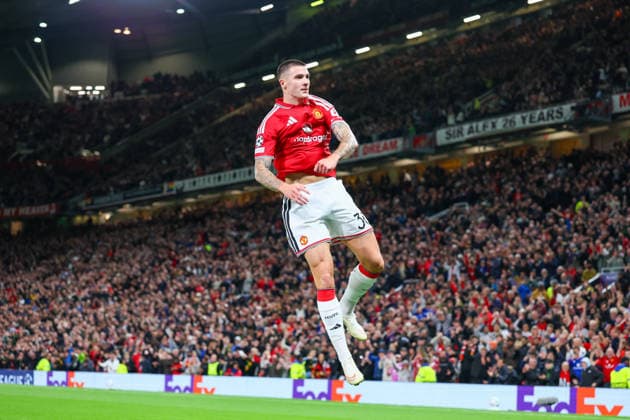 RECORD DATE NOT STATED 10th September 2026; Old Trafford, Manchester, England; UEFA Champions League Football, Manchester United, ManU versus Sabah; Benjamin Sesko of Manchester United scores in the 45th minute to make it 3-0 RogerxEvans