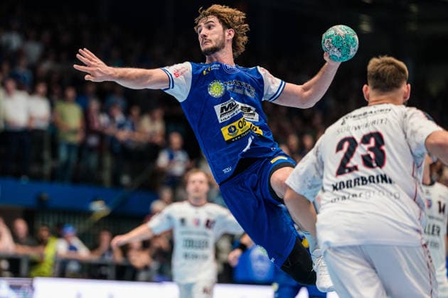 Stephan Seitz, ThSV Eisenach, 44; Marcus Norrbrink, SG BBM Bietigheim, 23 (GER); ThSV Eisenach vs. SG BBM Bietigheim, 1st Opel Handball Bundesliga, Handball, Matchday 4, 2026–2027 Season, 7:00 p.m., September 10, 2026 GER, ThSV Eisenach vs. SG BBM Bietigheim, 1st Opel Handball Bundesliga, Handball, Matchday 4, 2026–2027 season, 7:00 p.m., September 10, 2026, Eisenach Copyright: xMartinxHerbstx