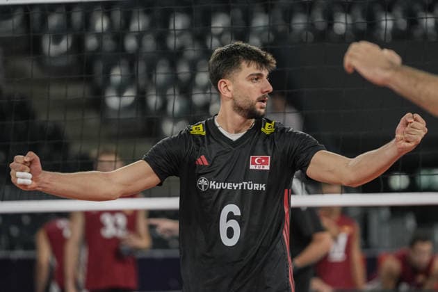 Turkiye v Germany - CEV EuroVolley 2026 Men CLUJ-NAPOCA, ROMANIA - SEPTEMBER 10: Gokcen Yuksel of Turkiye in action during the CEV EuroVolley 2026 match between Turkiye and Germany at the BTarena in Cluj-Napoca, Romania, on September 10, 2026. Osmancan Gurdogan Anadolu Cluj Napoca Romania. Editorial use only. Please get in touch for any other usage.  Copyright: x2026xAnadoluxOsmancanxGurdoganx