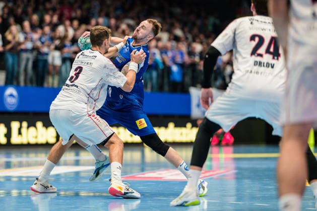 Dominik Solak, ThSV Eisenach, 30; Nikola Vlahovic, SG BBM Bietigheim, 03; Maxim Orlov, SG BBM Bietigheim, 24 (GER); ThSV Eisenach vs. SG BBM Bietigheim, 1st Opel Handball Bundesliga, Handball, Matchday 4, 2026–2027 Season, 7:00 PM, September 10, 2026 GER, ThSV Eisenach vs. SG BBM Bietigheim, Opel Handball Bundesliga, Handball, Matchday 4, 2026–2027 season, 7:00 p.m., September 10, 2026, Eisenach Copyright: xMartinxHerbstx