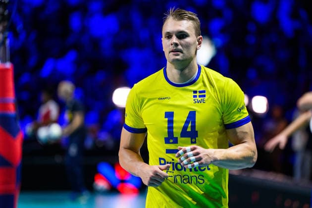 September 10, 2026: Jacob Link of Sweden during the CEV EuroVolley 2026 group stage volleyball match between Italy and Sweden on September 10, 2026 in Naples. Photo by Domenico Cippitelli. BILDBYRAN COP 18 XY0128 volleyball volleyball volleyball European Championships Italy Sweden CEV EuroVolley 2026 Italy Sweden bbeng European Championships  Copyright: DomenicoxCippitelli BB260910BB743