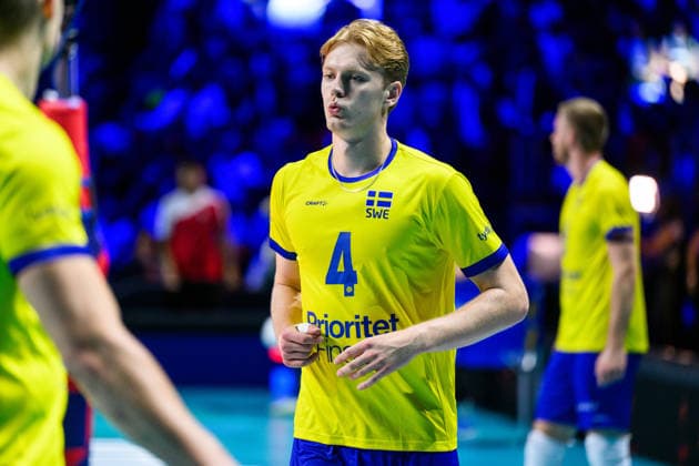 September 10, 2026: Axel Algulin of Sweden during the CEV EuroVolley 2026 group stage volleyball match between Italy and Sweden on September 10, 2026 in Naples. Photo by Domenico Cippitelli, BILDBYRAN COP 18 XY0128 volleyball volleyball volleyball European Championships Italy Sweden CEV EuroVolley 2026 Italy Sweden bbeng European Championships  Copyright: DomenicoxCippitelli BB260910BB745