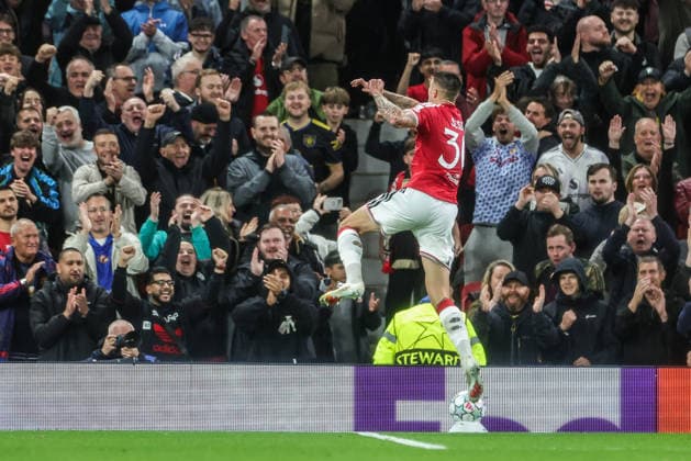 UEFA Champions League Matchday 1 of 8 Manchester United, ManU v Sabah FK Benjamin Sesko of Manchester United celebrates his goal to make it 3-0 during the UEFA Champions League Matchday 1 of 8 match Manchester United vs Sabah FK at Old Trafford, Manchester, United Kingdom on 10 September 2026 (Photo by Mark Cosgrove News Images) Manchester Old Trafford Greater Manchester United Kingdom Copyright: xMarkxCosgrove NewsxImagesx