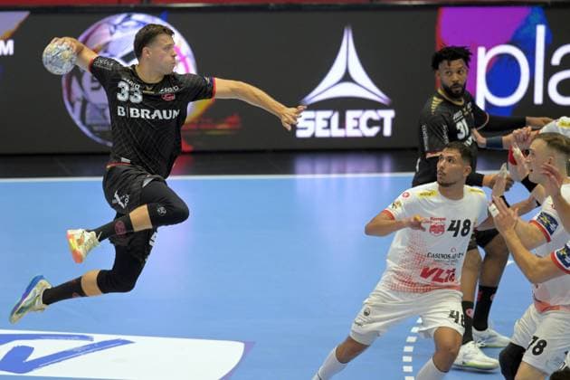 Aaron Mensing (MT Melsungen) 33 on a shot by Mohab Mohamed Abdelhak (HC Vardar Skopje) 48, Wiktor Jankovski (HC Vardar Skopje) 78, GER, MT Melsungen vs. HC Vardar Skopje 1961 MKD, Handball, Men’s Champions League, Group Matches, 2026–2027 Season, September 10, 2026, GER, MT Melsungen vs. HC Vardar Skopje, Handball, Men’s Champions League, Group Match, 2026–2027 Season, September 10, 2026, Kassel Copyright: xEibner-Pressefotox xRolandxSippelx EP_RSL