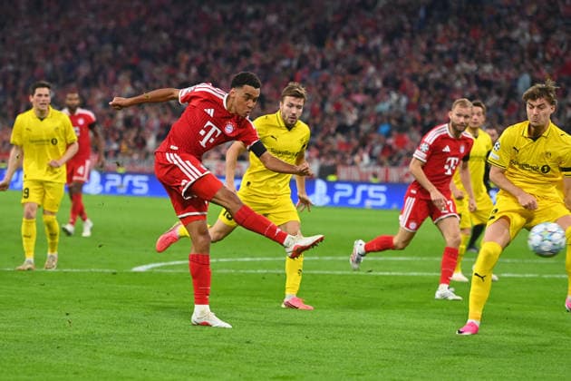 Goal 1-0 Jamal MUSIALA Bayern Munich, Action, Shot on Goal, Penalty Area Play, Soccer Champions League, 2026-27 Season, Group Stage: FC Bayern Munich vs. Bodø Glimt on September 10, 2026
