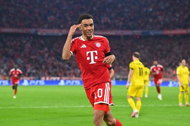 Goal celebration by Jamal MUSIALA of Bayern Munich after scoring the 1-0 goal, Celebration, Joy, Excitement, Action, Soccer Champions League, 2026–27 season, League stage: FC Bayern Munich vs. Bodo Glimt on September 10, 2026
