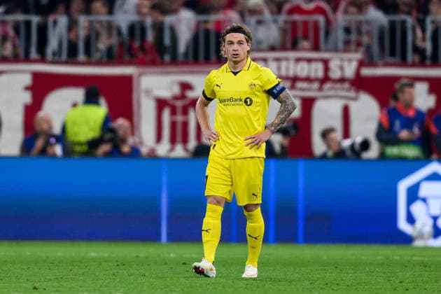 September 10, 2026: Patrick Berg of Bodo Glimt looks dejected after the 1-0 score during the UEFA Champions League soccer match between Bayern Munich and Bodo Glimt on September 10, 2026 in Munich. Photo by Marius Simensen, BILDBYRAN COP 238 MM0073 bbeng football soccer UEFA Champions League Bodo Glimt Bayern Munich dejected  Copyright: MARIUSxSIMENSEN BB260910BB762