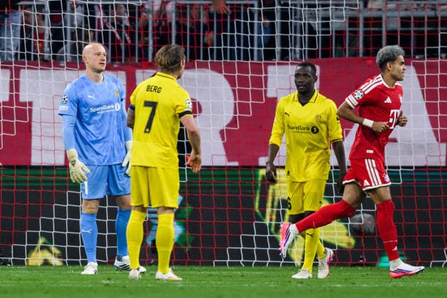 September 10, 2026: Goalkeeper Julian Faye Lund of Bodo Glimt looks dejected after the 1–0 result during the UEFA Champions League soccer match between Bayern Munich and Bodo Glimt on September 10, 2026 in Munich. Photo by Marius Simensen, BILDBYRAN COP 238 MM0073 bbeng football soccer UEFA Champions League Bodo Glimt Bayern Munich depp  Copyright: MARIUSxSIMENSEN BB260910BB763