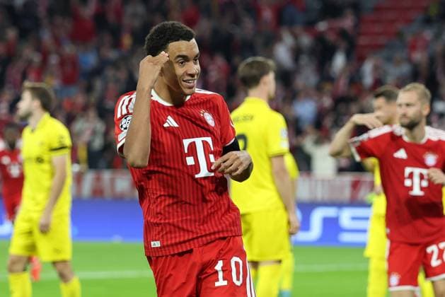 Jamal Musiala celebrates his goal for FC Bayern Munich, making it 1–0, FC Bayern Munich vs. FK Bodo Glimt, Soccer, UEFA, Champions League, Group Stage, September 9, 2026, Munich, Bavaria, Germany Copyright: xkolbert-press ChristianxKolbertx