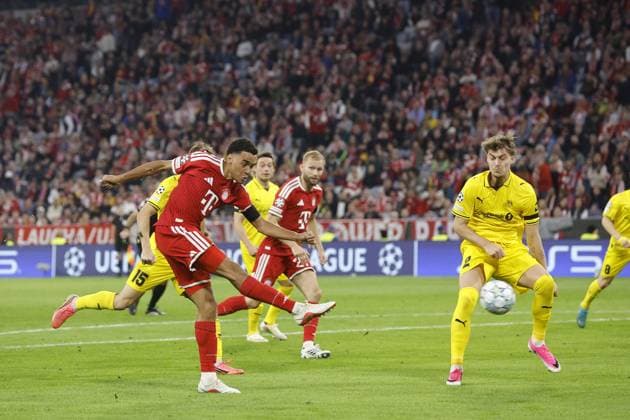 MUNICH - (lr) Jamal Musiala of FC Bayern Munich scores 1-0, Villads Nielsen of Bodo Glimt during the Champions League match between FC Bayern Munich and FK Bodo Glimt on 10 September 2026 at the Allianz Arena in Munich, Germany. BART STOUTJESDIJK ANP UEFA Champions League 2026 27 xVIxANPxSportx xBartxStoutjesdijkxIVx 567944626 originalFilename: 567944626.jpg