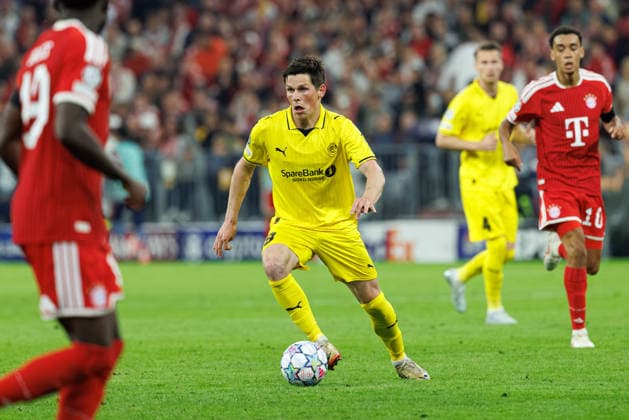 Sondre Brunstad Fet 19, FK Bodo Glimt, in the match between FC Bayern Munich and FK Bodo Glimt, soccer, men s, UEFA Champions League, 2026–2027, Matchday 1 on September 10, 2026, in Munich, Allianz Arena, Bavaria, Germany