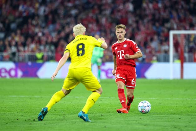 Joshua Kimmich, FC Bayern Munich, 06, with Sondre Auklend, FK Bodo Glimt, 08, GER, FC Bayern Munich vs. FK Bodo Glimt, Soccer, UEFA Champions League, Group Stage, Matchday 1, 2026–2027 Season, September 10, 2026, GER, FC Bayern Munich vs. FK Bodo Glimt, Soccer, UEFA Champions League, Group Stage, Matchday 1, 2026–2027 Season, September 10, 2026, Munich Copyright: xEibner-Pressefoto JennixMaulx EP_JML