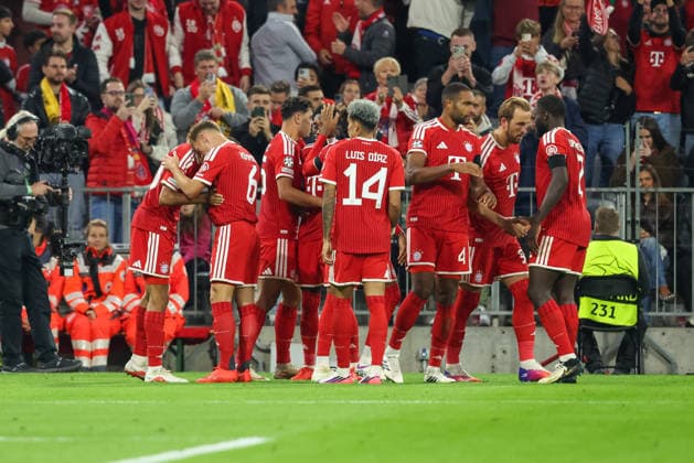 Celebration of Jamal Musiala s 1-0 goal, FC Bayern Munich, 10, GER, FC Bayern Munich vs. FK Bodo Glimt, Soccer, UEFA Champions League, Group Stage, Matchday 1, 2026–2027 Season, September 10, 2026, GER, FC Bayern Munich vs. FK Bodo Glimt, Soccer, UEFA Champions League, Group Stage, Matchday 1, 2026–2027 Season, September 10, 2026, Munich Copyright: xEibner-Pressefoto JennixMaulx EP_JML