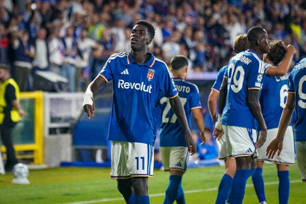 Italy Soccer UEFA Champions League 2026–2027, Matchday 1: Como 1907 vs. RB Leipzig, Giuseppe Sinigaglia Stadium—Como’s 3–0 goal by Assane Diao, Como 1907, 11: Joy, emotions, celebration, gesture, body language, emotion Copyright: xJOERANxSTEINSIEKx