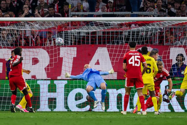 September 10, 2026: Harry Kane of Bayern Munich scores a 2-0 goal against goalkeeper Julian Faye Lund of Bodo Glimt during the UEFA Champions League soccer match between Bayern Munich and Bodo Glimt on September 10, 2026 in Munich. Photo by Marius Simensen, BILDBYRAN COP 238 MM0073 bbeng football soccer UEFA Champions League Bodo Glimt Bayern Munich  Copyright: MARIUSxSIMENSEN BB260910BB821