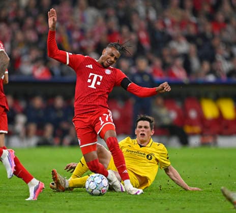 September 10, 2026, Soccer: UEFA Champions League 2026–2027, Matchday 1, FC Bayern Munich vs. FK Bodo Glimt, at the Allianz Arena in Munich; from left: Michael Olise (FC Bayern Munich) vs. Sondre Brunstad Fet (FK Bodo Glimt)