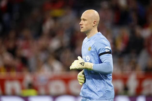 MUNICH - Bodo Glimt goalkeeper Julian Faye Lund during the Champions League match between FC Bayern Munich and FK Bodo Glimt on September 10, 2026, at the Allianz Arena in Munich, Germany. BART STOUTJESDIJK ANP UEFA Champions League 2026 27 xVIxANPxSportx xBartxStoutjesdijkxIVx 567946119 originalFilename: 567946119.jpg