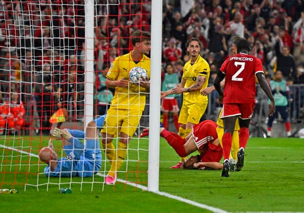 September 10, 2026, Soccer: UEFA Champions League 2026–2027, Matchday 1, FC Bayern Munich vs. FK Bodo Glimt, at the Allianz Arena in Munich; Harry Kane scores the 1–0 goal for FC Bayern Munich