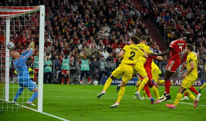 September 10, 2026, xemx, Soccer, UEFA Champions League, FC Bayern Munich vs. FK Bodø Glimt: Harry Kane scores for FC Bayern Munich, making it 2-0; Julian Faye Lund of FK Bodø Glimt can t stop Munich