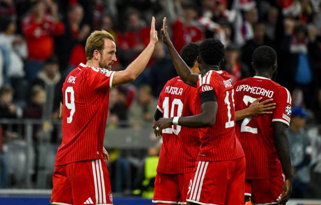 September 10, 2026, xemx, Soccer, UEFA Champions League, FC Bayern Munich vs. FK Bodø Glimt, Harry Kane of FC Bayern Munich celebrates, goal celebration, celebrating the goal, cheering over the goal that made it 2-0 for Munich