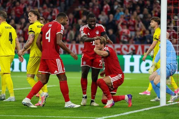 The team is celebrating Harry Kane s goal—9 FC Bayern Munich, 2–0— Jonathan Tah 4 FC Bayern Munich, Dayot Upamecano 2 FC Bayern Munich, FC Bayern Munich vs. FK Bodo Glimt, Soccer, UEFA, Champions League, Group Stage, September 9, 2026, Munich, Bavaria, Germany Copyright: xkolbert-press ChristianxKolbertx